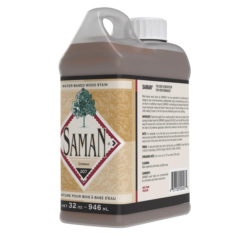 SamaN Interior Water Based Wood Stain - Natural Stain for Furniture, Moldings, Wood Paneling, Cabinets (Cognac TEW-207-32, 32 oz) - Image 1